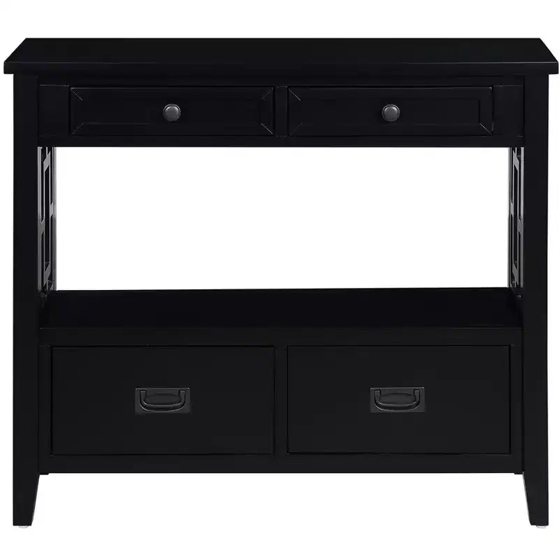 Bahut de 91 cm, meuble de rangement avec 4 tiroirs et 1 étagère ouverte, armoire de rangement pour salon, salle à manger, cuisine