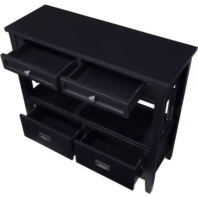 Bahut de 91 cm, meuble de rangement avec 4 tiroirs et 1 étagère ouverte, armoire de rangement pour salon, salle à manger, cuisine
