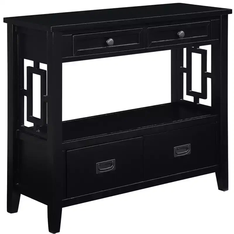 Bahut de 91 cm, meuble de rangement avec 4 tiroirs et 1 étagère ouverte, armoire de rangement pour salon, salle à manger, cuisine