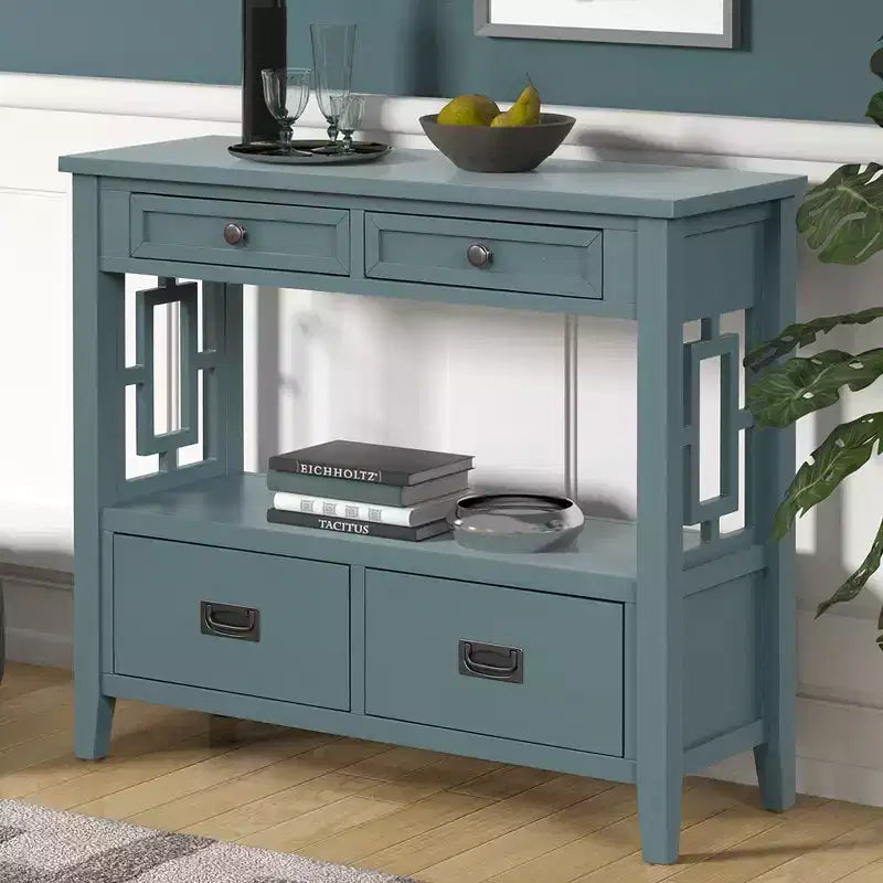 Bahut de 91 cm, meuble de rangement avec 4 tiroirs et 1 étagère ouverte, armoire de rangement pour salon, salle à manger, cuisine