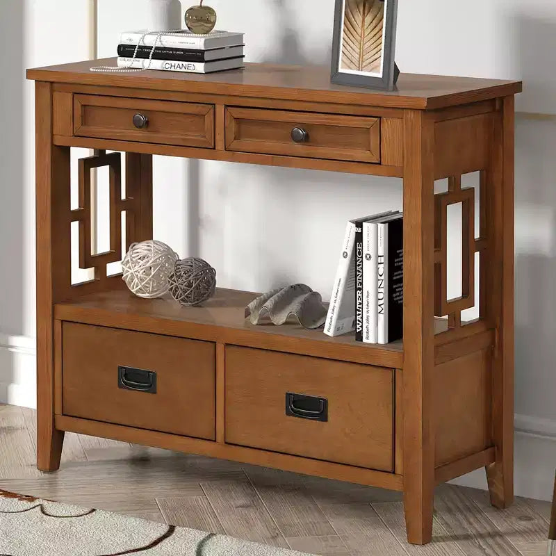 Bahut de 91 cm, meuble de rangement avec 4 tiroirs et 1 étagère ouverte, armoire de rangement pour salon, salle à manger, cuisine