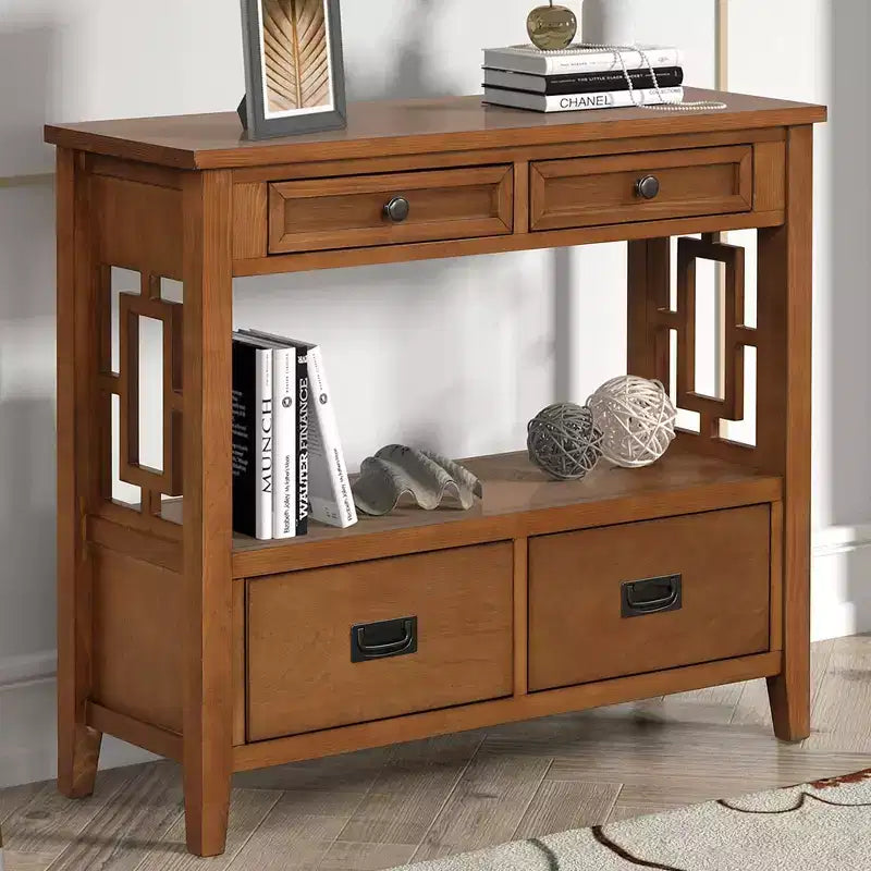 Bahut de 91 cm, meuble de rangement avec 4 tiroirs et 1 étagère ouverte, armoire de rangement pour salon, salle à manger, cuisine