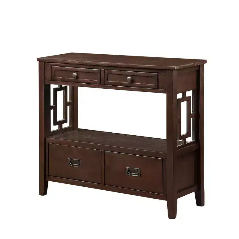 Bahut de 91 cm, meuble de rangement avec 4 tiroirs et 1 étagère ouverte, armoire de rangement pour salon, salle à manger, cuisine