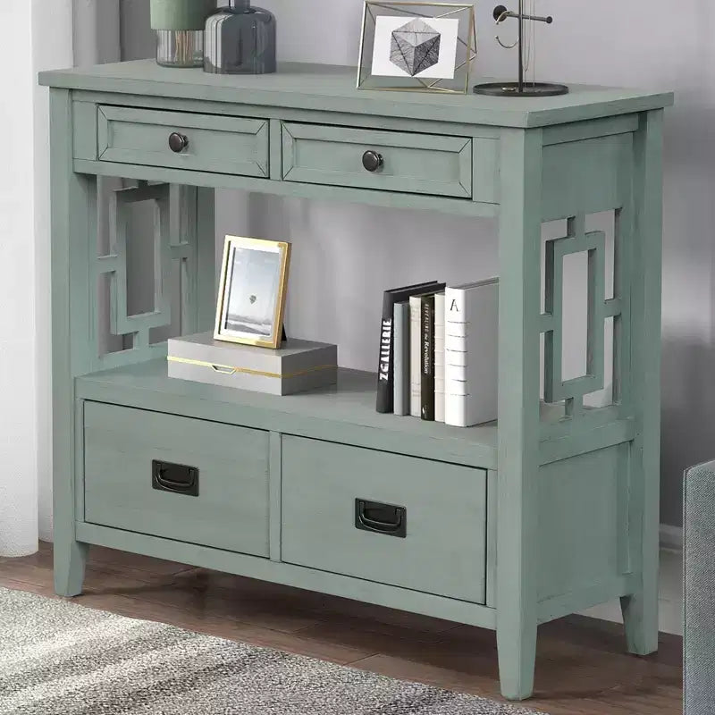 Bahut de 91 cm, meuble de rangement avec 4 tiroirs et 1 étagère ouverte, armoire de rangement pour salon, salle à manger, cuisine