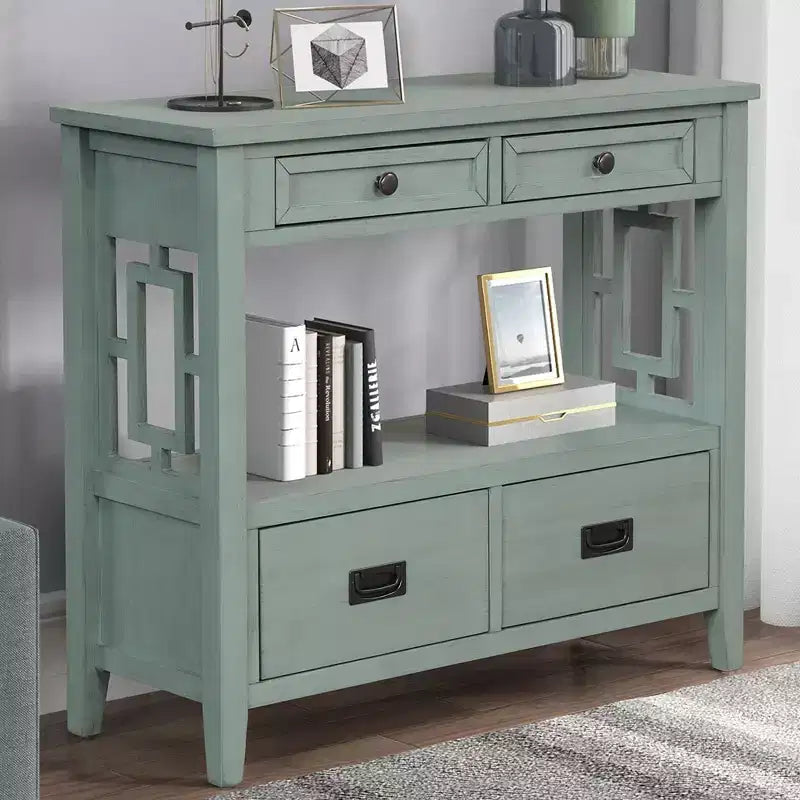 Bahut de 91 cm, meuble de rangement avec 4 tiroirs et 1 étagère ouverte, armoire de rangement pour salon, salle à manger, cuisine