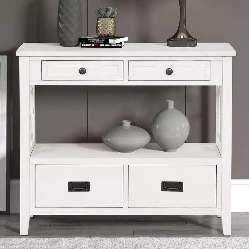 Bahut de 91 cm, meuble de rangement avec 4 tiroirs et 1 étagère ouverte, armoire de rangement pour salon, salle à manger, cuisine