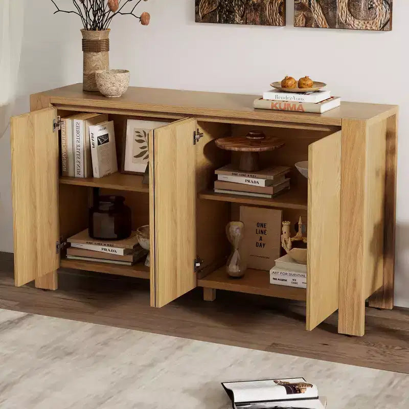 Buffet rétro, Meuble d'appoint avec 4 portes et 4 étagères, Meuble de rangement pour salon, entrée, couloir, bureau
