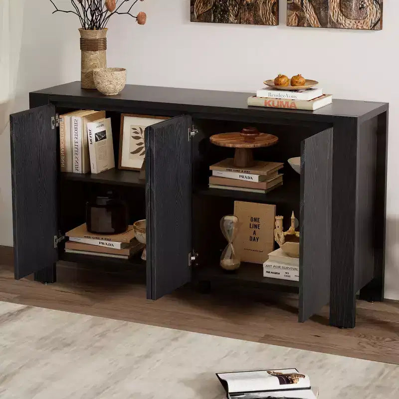 Buffet rétro, Meuble d'appoint avec 4 portes et 4 étagères, Meuble de rangement pour salon, entrée, couloir, bureau