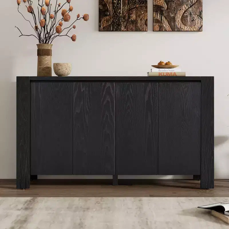 Buffet rétro, Meuble d'appoint avec 4 portes et 4 étagères, Meuble de rangement pour salon, entrée, couloir, bureau