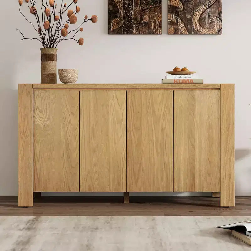 Retro Sideboard Buffet Cabinet, Accent Cabinet with 4 Doors and 4 Shelves, Storage Cabinet for Living Room, Entryway, Hallway, Office