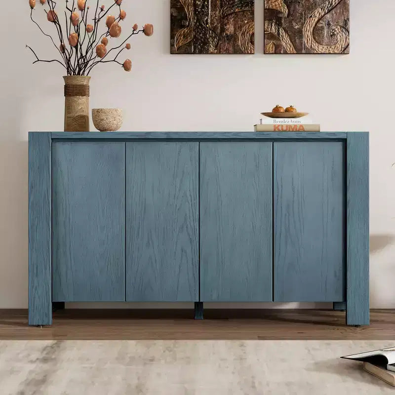 Retro Sideboard Buffet Cabinet, Accent Cabinet with 4 Doors and 4 Shelves, Storage Cabinet for Living Room, Entryway, Hallway, Office