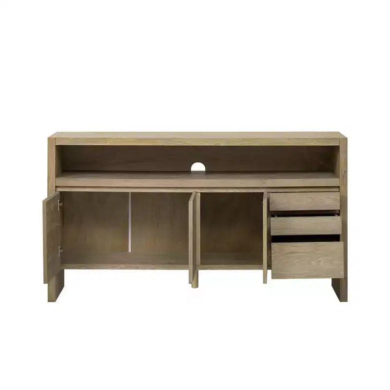 Buffet bahut de 152 cm avec 3 portes et 3 tiroirs, meuble de rangement pour salon, salle à manger, cuisine