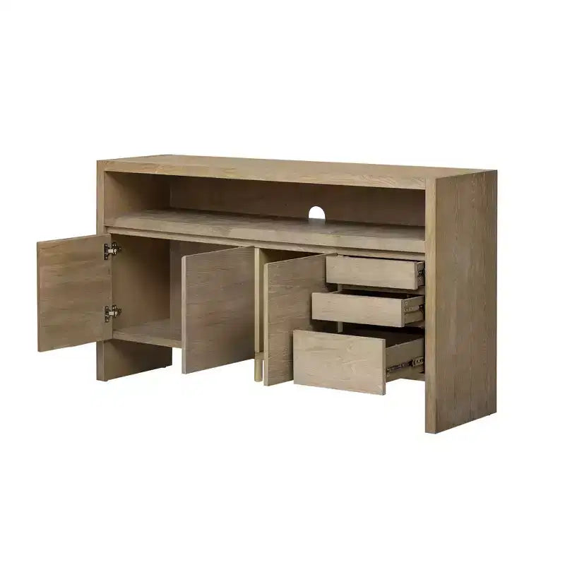 Buffet bahut de 152 cm avec 3 portes et 3 tiroirs, meuble de rangement pour salon, salle à manger, cuisine