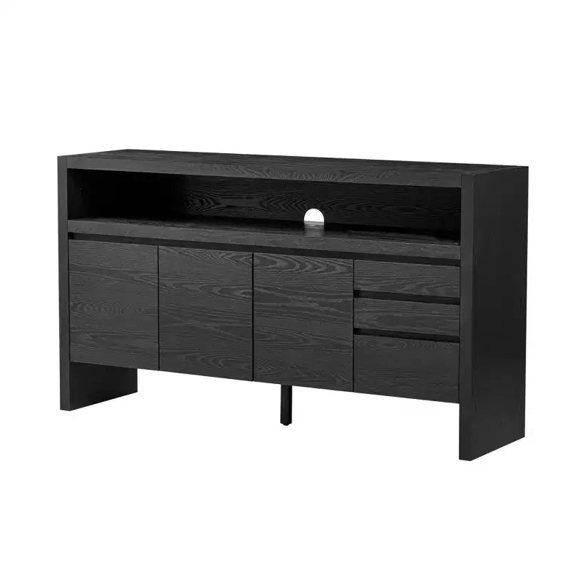 Buffet bahut de 152 cm avec 3 portes et 3 tiroirs, meuble de rangement pour salon, salle à manger, cuisine