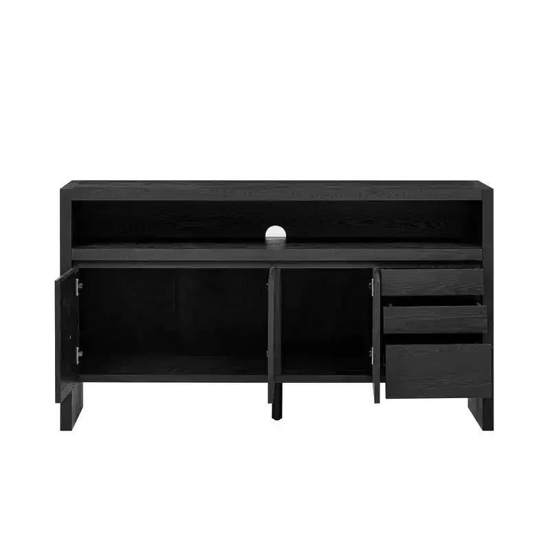 Buffet bahut de 152 cm avec 3 portes et 3 tiroirs, meuble de rangement pour salon, salle à manger, cuisine