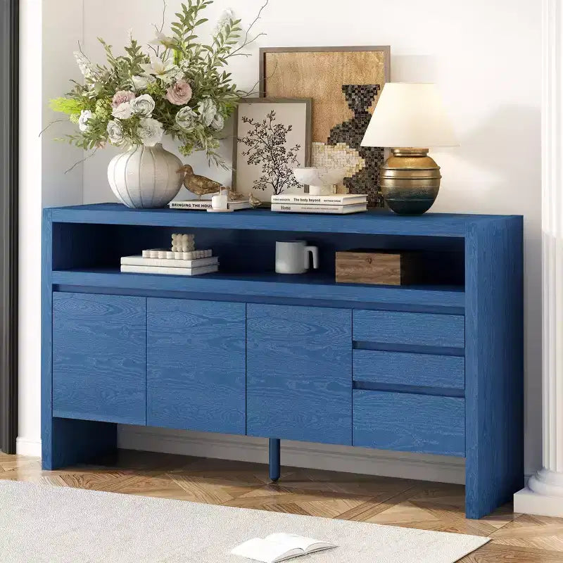 60in Sideboard Cabinet, Bufft Cabinet with 3 Doors and 3 Drawers, Storage Cabinet for Living Room, Dining Room, Kitchen