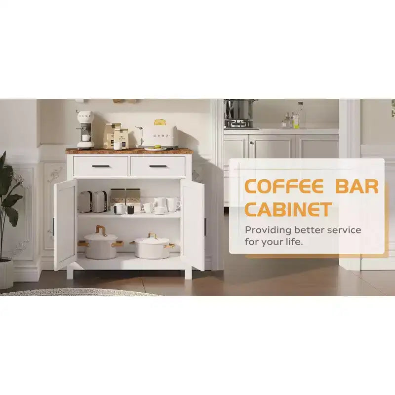 Buffet de ferme, meuble de rangement avec 2 portes et 2 tiroirs, pour salon, salle à manger ou cuisine