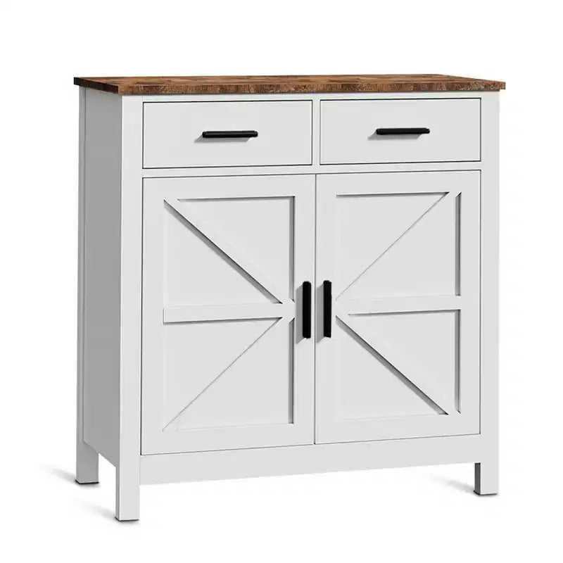 Buffet de ferme, meuble de rangement avec 2 portes et 2 tiroirs, pour salon, salle à manger ou cuisine