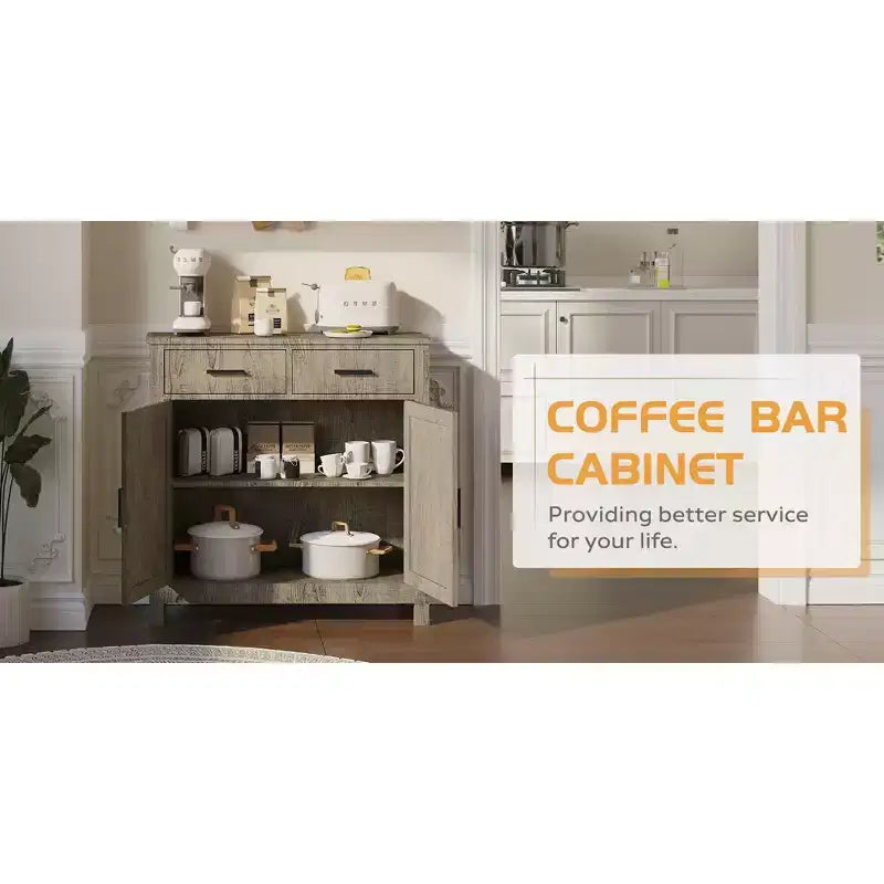 Farmhouse Sideboard Cabinet, Buffet Cabinet with 2 Doors and 2 Drawers, Storage Cabinet for Living Room, Dining Room, Kitchen