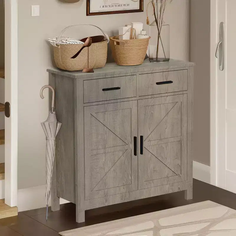Farmhouse Sideboard Cabinet, Buffet Cabinet with 2 Doors and 2 Drawers, Storage Cabinet for Living Room, Dining Room, Kitchen