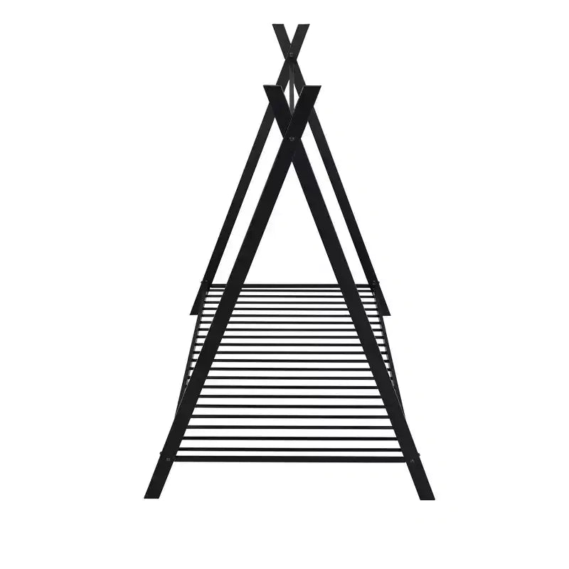 Lit cabane simple, cadre de lit en métal avec tente, lit cabane au sol avec lattes pour enfants, filles, garçons, aucun sommier tapissier requis