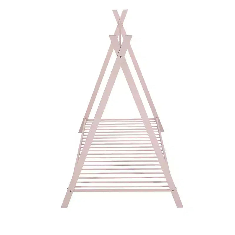 Lit cabane simple, cadre de lit en métal avec tente, lit cabane au sol avec lattes pour enfants, filles, garçons, aucun sommier tapissier requis