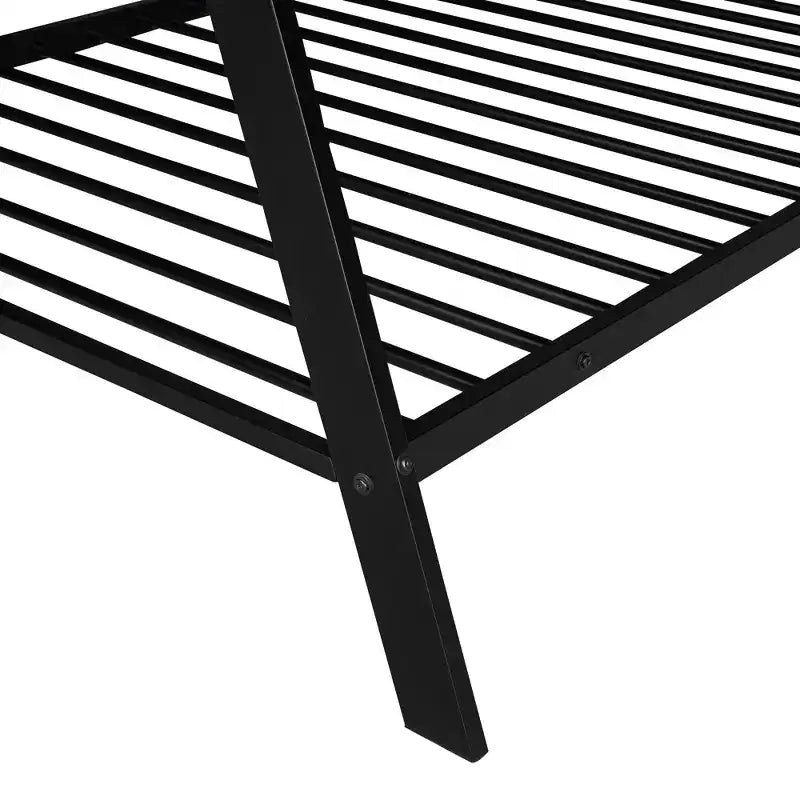 Lit cabane simple, cadre de lit en métal avec tente, lit cabane au sol avec lattes pour enfants, filles, garçons, aucun sommier tapissier requis