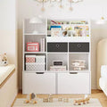 Kids Storage Cabinet, Wood Bookcase with 4 Drawer, Storage Bookshelf, Toddler Storage Box Organizer for Bedroom, Playroom, Kids Room
