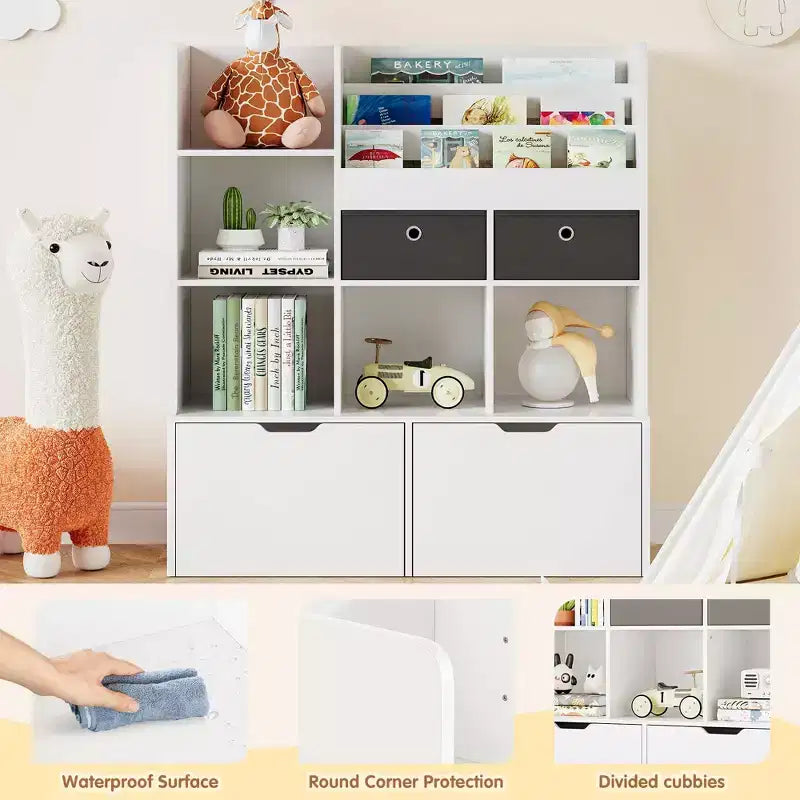 Meuble de Rangement pour Enfants, Bibliothèque en Bois avec 4 Tiroirs, Étagère de Rangement, Organisateur de Boîtes de Rangement pour Tout-petits pour Chambre, Salle de Jeux, Chambre d'Enfant