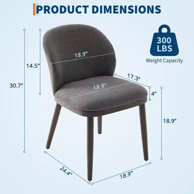 Lot de deux chaises de salle à manger, assises rembourrées, pieds en bois, design ergonomique, capacité de poids de 120 kg, idéales pour les salles à manger.