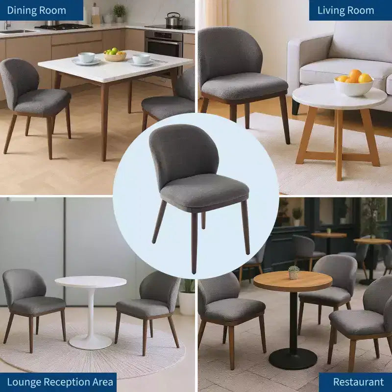 Lot de deux chaises de salle à manger, assises rembourrées, pieds en bois, design ergonomique, capacité de poids de 120 kg, idéales pour les salles à manger.
