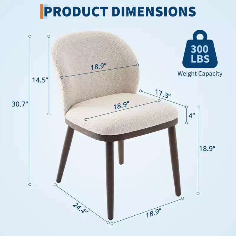 Lot de deux chaises de salle à manger, assises rembourrées, pieds en bois, design ergonomique, capacité de poids de 120 kg, idéales pour les salles à manger.