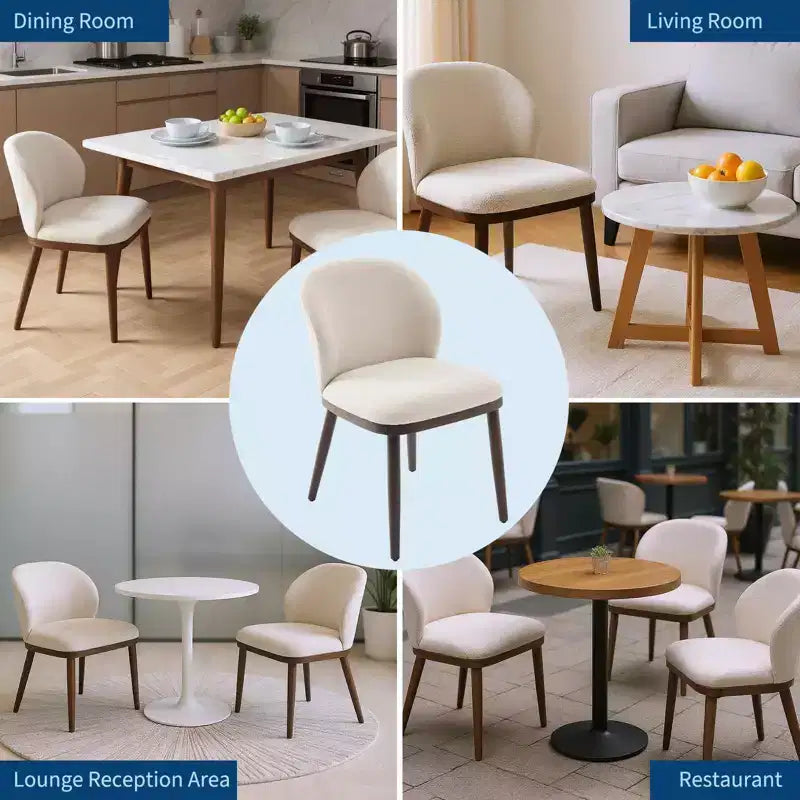 Lot de deux chaises de salle à manger, assises rembourrées, pieds en bois, design ergonomique, capacité de poids de 120 kg, idéales pour les salles à manger.