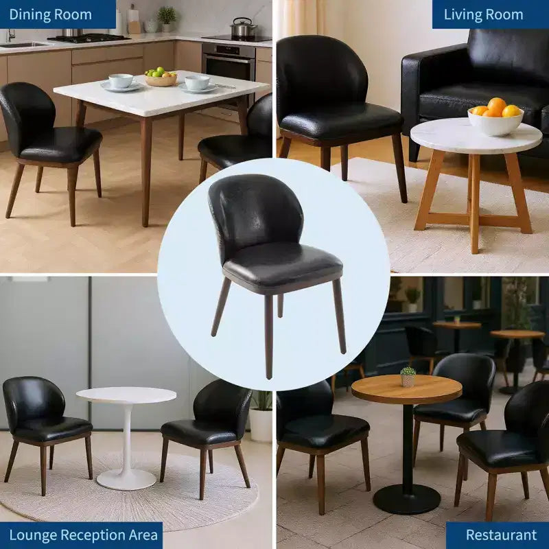 Lot de deux chaises de salle à manger, assises rembourrées, pieds en bois, design ergonomique, capacité de poids de 120 kg, idéales pour les salles à manger.