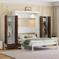 Full/Queen Murphy Bed Wall Bed with Closet, Cabinet Bed Folding Wall Bed with Storage Drawers and Desk for Guest Room Office