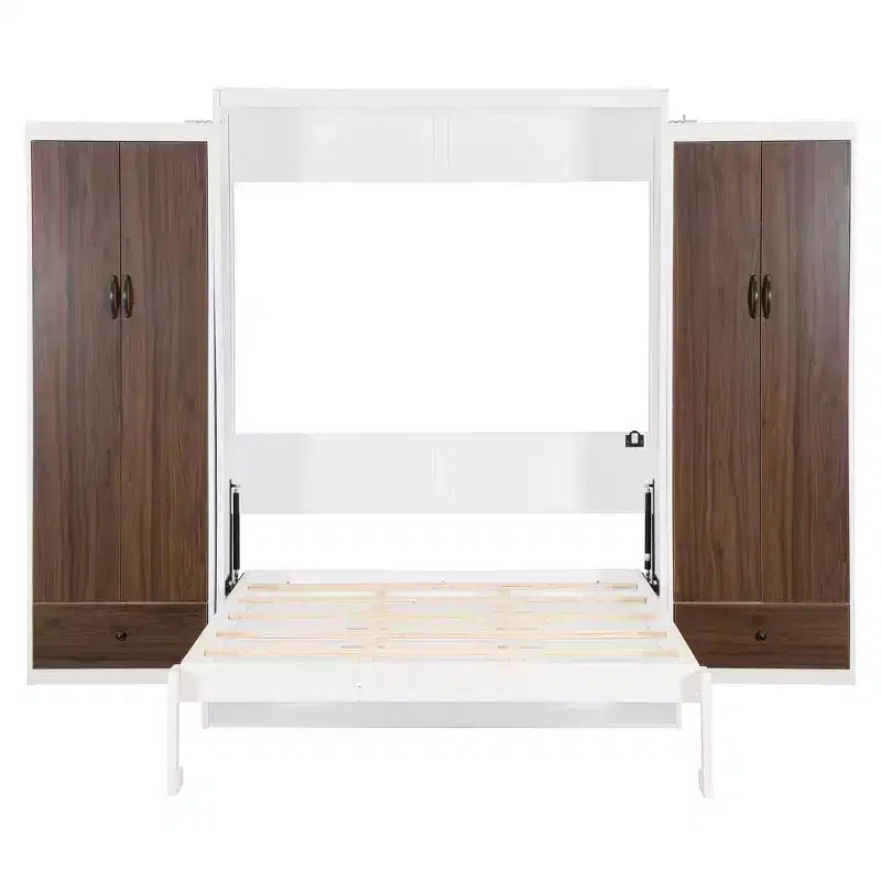 Lit escamotable mural double/grand format avec placard, lit escamotable pliable avec tiroirs de rangement et bureau pour chambre d'amis/bureau