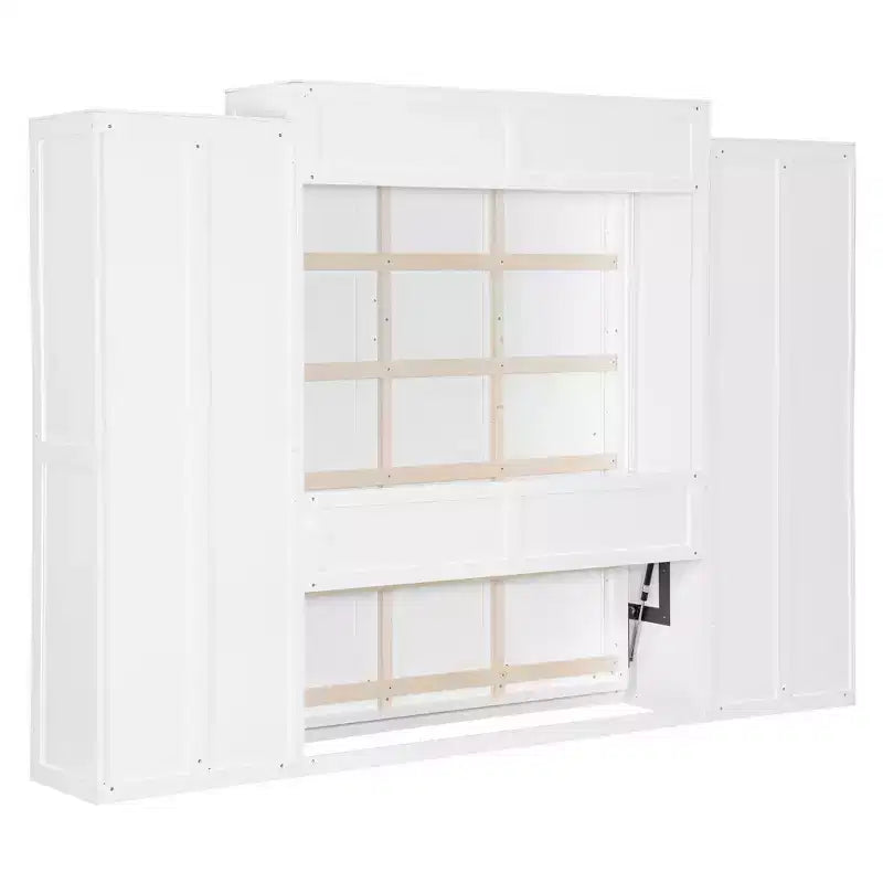 Lit escamotable mural double/grand format avec placard, lit escamotable pliable avec tiroirs de rangement et bureau pour chambre d'amis/bureau