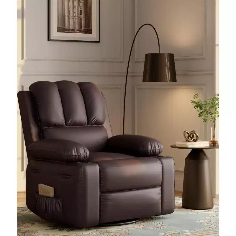 Fauteuil inclinable manuel surdimensionné avec vibrations apaisantes et chaleur lombaire, fauteuil large avec porte-gobelets pour le salon