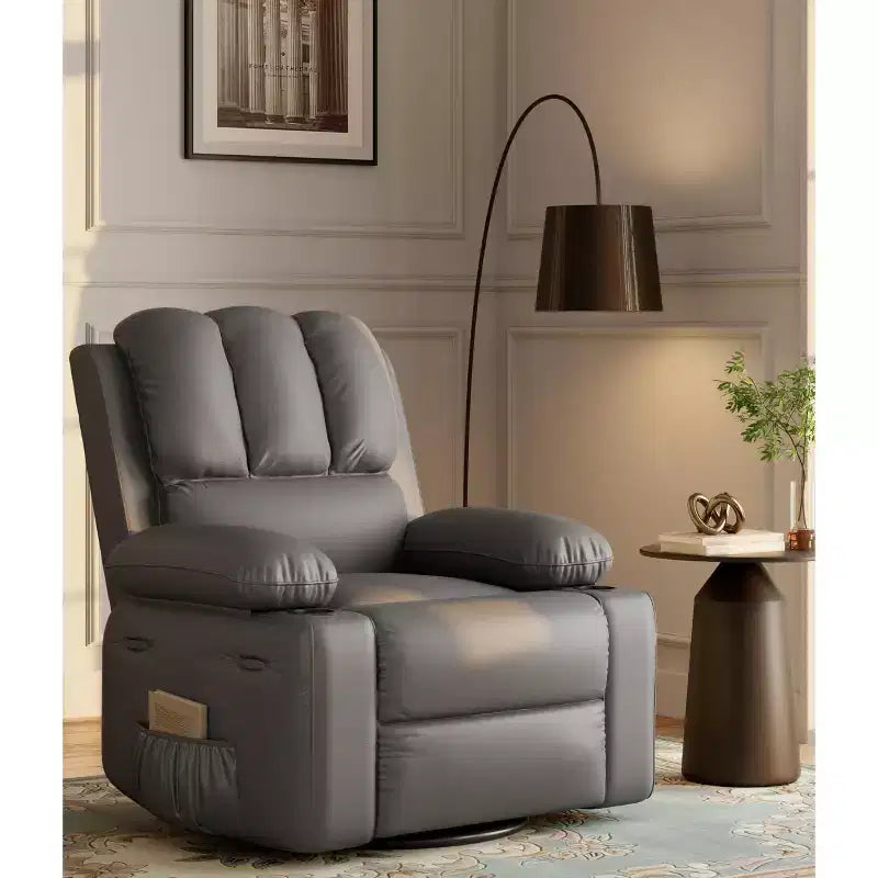Fauteuil inclinable manuel surdimensionné avec vibrations apaisantes et chaleur lombaire, fauteuil large avec porte-gobelets pour le salon