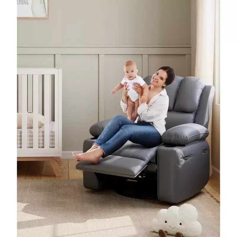 Fauteuil inclinable manuel surdimensionné avec vibrations apaisantes et chaleur lombaire, fauteuil large avec porte-gobelets pour le salon