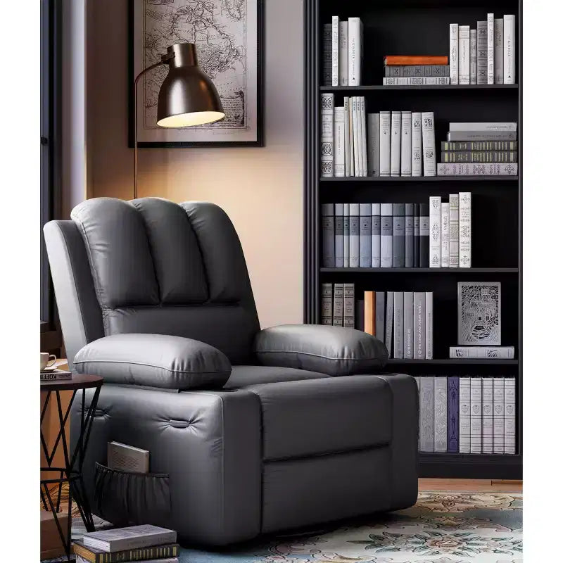 Fauteuil inclinable manuel surdimensionné avec vibrations apaisantes et chaleur lombaire, fauteuil large avec porte-gobelets pour le salon