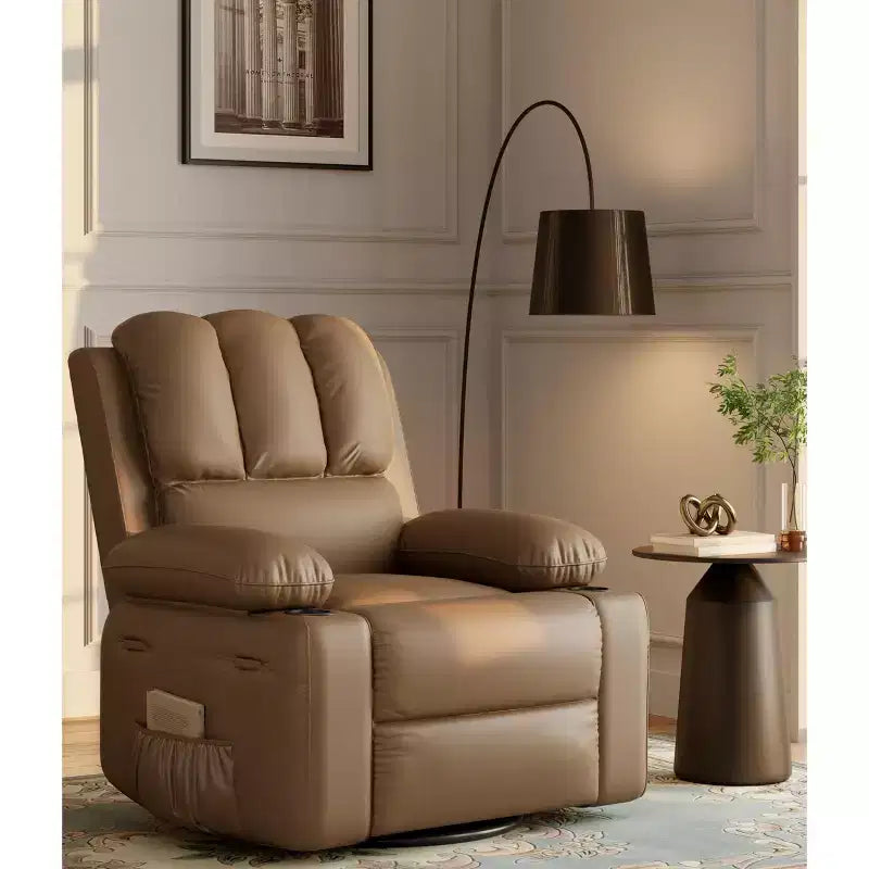 Fauteuil inclinable manuel surdimensionné avec vibrations apaisantes et chaleur lombaire, fauteuil large avec porte-gobelets pour le salon