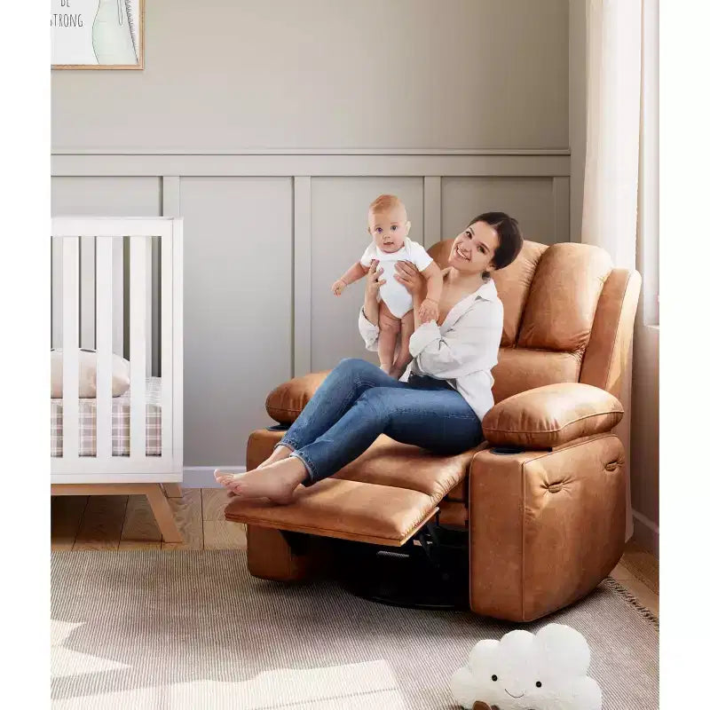 Fauteuil inclinable manuel surdimensionné avec vibrations apaisantes et chaleur lombaire, fauteuil large avec porte-gobelets pour le salon