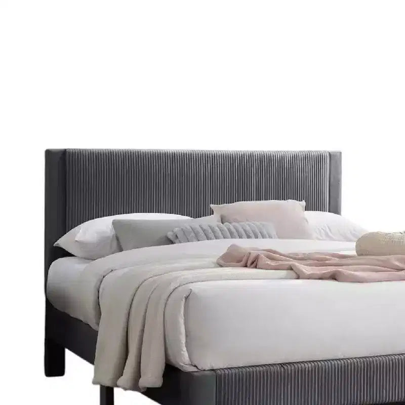 Full Bed w Drawer, Dark Gray Corduroy Upholstery, Foam Headboard