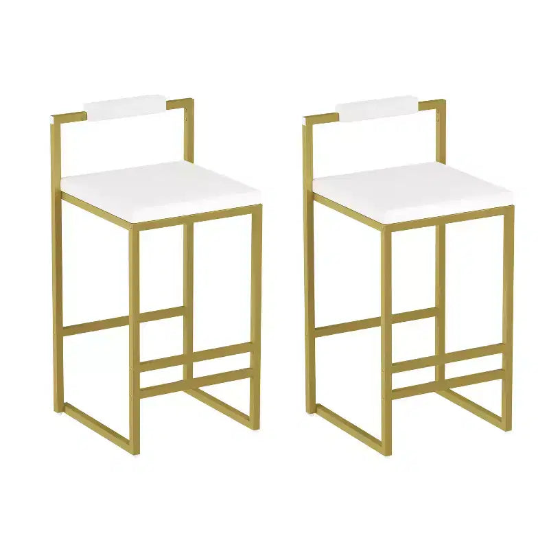 Lot de 2 tabourets de bar en velours rembourrés, tabourets de comptoir de cuisine modernes à hauteur de comptoir avec assise carrée pour îlot de cuisine, salle à manger