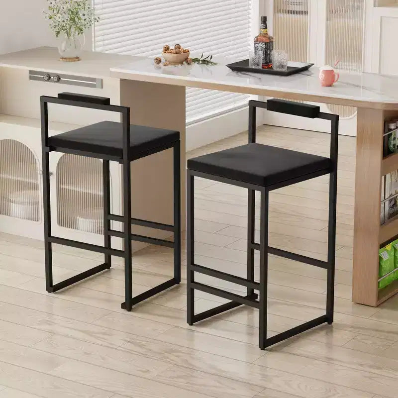 Lot de 2 tabourets de bar en velours rembourrés, tabourets de comptoir de cuisine modernes à hauteur de comptoir avec assise carrée pour îlot de cuisine, salle à manger