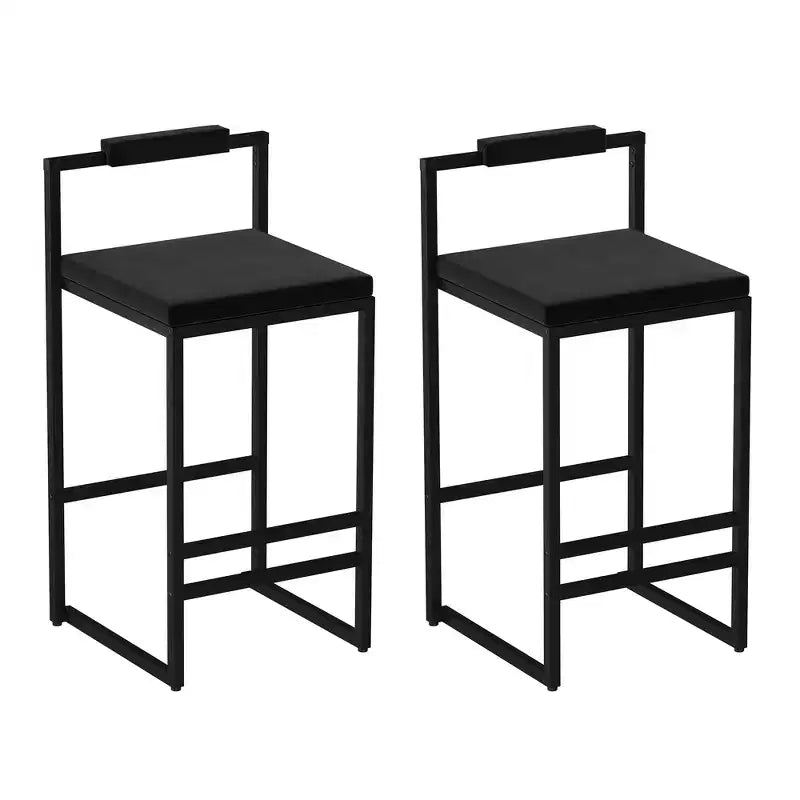 Lot de 2 tabourets de bar en velours rembourrés, tabourets de comptoir de cuisine modernes à hauteur de comptoir avec assise carrée pour îlot de cuisine, salle à manger