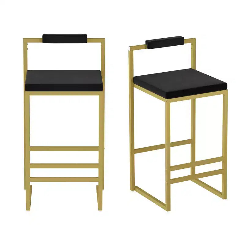Upholstered Velvet Bar Stools Set of 2, Modern Kitchen Counter Height Stools with Square Seat for Kitchen Island, Dining Room