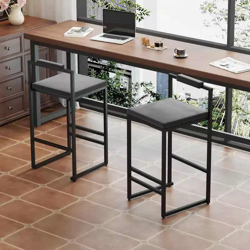 Lot de 2 tabourets de bar en velours rembourrés, tabourets de comptoir de cuisine modernes à hauteur de comptoir avec assise carrée pour îlot de cuisine, salle à manger