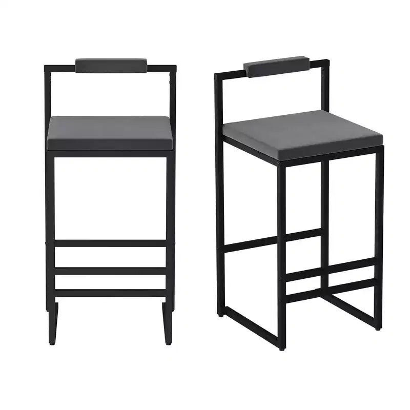 Lot de 2 tabourets de bar en velours rembourrés, tabourets de comptoir de cuisine modernes à hauteur de comptoir avec assise carrée pour îlot de cuisine, salle à manger